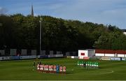 8 May 2021;  Players observe a minutes silence for the late Alan Keely before the SSE Airtricity League Premier Division match between St Patrick's Athletic and Shamrock Rovers at Richmond Park in Dublin. Photo by Eóin Noonan/Sportsfile