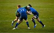 8 May 2021; Tom Daly of Connacht is tackled by Ciarán Frawley, left, and Garry Ringrose of Leinster during the Guinness PRO14 Rainbow Cup match between Connacht and Leinster at The Sportsground in Galway.  Photo by David Fitzgerald/Sportsfile