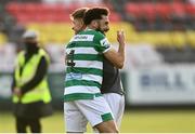 8 May 2021; Roberto Lopes, left, and Ronan Finn of Shamrock Rovers embrace following their side's victory in the SSE Airtricity League Premier Division match between St Patrick's Athletic and Shamrock Rovers at Richmond Park in Dublin. Photo by Harry Murphy/Sportsfile
