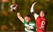 8 May 2021; Sean Hoare of Shamrock Rovers with Chris Forrester of St Patrick's Athletic during the SSE Airtricity League Premier Division match between St Patrick's Athletic and Shamrock Rovers at Richmond Park in Dublin. Photo by Eóin Noonan/Sportsfile