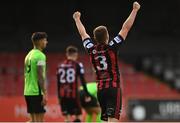 8 May 2021; Anthony Breslin of Bohemians celebrates his side's fourth goal, scored by team-mate Keith Buckley, during the SSE Airtricity League Premier Division match between Bohemians and Finn Harps at Dalymount Park in Dublin. Photo by Seb Daly/Sportsfile