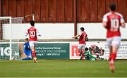 8 May 2021; Danny Mandroiu of Shamrock Rovers scores his side's second goal during the SSE Airtricity League Premier Division match between St Patrick's Athletic and Shamrock Rovers at Richmond Park in Dublin. Photo by Eóin Noonan/Sportsfile