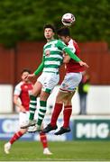 8 May 2021; Danny Mandroiu of Shamrock Rovers in action against Lee Desmond of St Patrick's Athletic during the SSE Airtricity League Premier Division match between St Patrick's Athletic and Shamrock Rovers at Richmond Park in Dublin. Photo by Eóin Noonan/Sportsfile