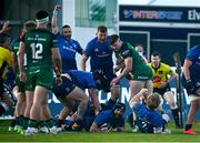 8 May 2021; Scott Fardy of Leinster scores his side's sixth try during the Guinness PRO14 Rainbow Cup match between Connacht and Leinster at The Sportsground in Galway.  Photo by David Fitzgerald/Sportsfile