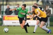 8 May 2021; Alannah McEvoy of Peamount United in action against Leah Brady and Ciara Glackin of Athlone Town during the SSE Airtricity Women's National League match between Peamount United and Athlone Town at PLR Park in Greenogue, Dublin. Photo by Matt Browne/Sportsfile