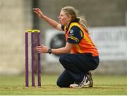 9 May 2021; Ashlee King of Scorchers reacts to an attempted run out during the third match of the Arachas Super 50 Cup between Scorchers and Typhoons at Rush Cricket Club in Rush, Dublin. Photo by Harry Murphy/Sportsfile