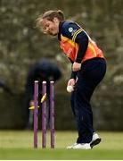 9 May 2021; Cara Murray of Scorchers runs out Amy Hunter of Typhoons during the third match of the Arachas Super 50 Cup between Scorchers and Typhoons at Rush Cricket Club in Rush, Dublin. Photo by Harry Murphy/Sportsfile