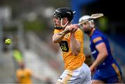9 May 2021; Ciaran Clarke of Antrim shoots to score his side's first goal during the Allianz Hurling League Division 1 Group B Round 1 match between Antrim and Clare at Corrigan Park in Belfast, Antrim. Photo by David Fitzgerald/Sportsfile