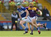 9 May 2021; Roddy King of Laois in action against Damien Reck of Wexford during the Allianz Hurling League Division 1 Group B Round 1 match between Wexford and Laois at Chadwicks Wexford Park in Wexford. Photo by Brendan Moran/Sportsfile