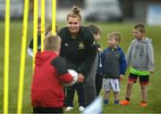 9 May 2021; Coach Emma McHugh during Longford Minis rugby training at Longford RFC in Longford. Photo by Ramsey Cardy/Sportsfile