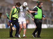 9 May 2021; Paddy Delaney of Offaly is helped off the field after picking up a blood injury during the Allianz Hurling League Division 2A Round 1 match between Meath and Offaly at Páirc Táilteann in Navan, Meath. Photo by Ben McShane/Sportsfile