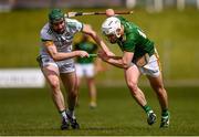 9 May 2021; Mark O'Sullivan of Meath is tackled by Damien Egan of Offaly during the Allianz Hurling League Division 2A Round 1 match between Meath and Offaly at Páirc Táilteann in Navan, Meath. Photo by Ben McShane/Sportsfile