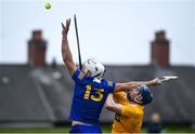 9 May 2021; Ryan Taylor of Clare in action against Stephen Rooney of Antrim during the Allianz Hurling League Division 1 Group B Round 1 match between Antrim and Clare at Corrigan Park in Belfast, Antrim. Photo by David Fitzgerald/Sportsfile