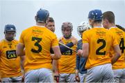 9 May 2021; Antrim manager Darren Gleeson speaks to his players at the water break during the Allianz Hurling League Division 1 Group B Round 1 match between Antrim and Clare at Corrigan Park in Belfast, Antrim. Photo by David Fitzgerald/Sportsfile