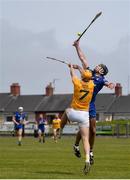 9 May 2021; Cathal Malone of Clare in action against Joe Maskey of Antrim the Allianz Hurling League Division 1 Group B Round 1 match between Antrim and Clare at Corrigan Park in Belfast, Antrim. Photo by David Fitzgerald/Sportsfile