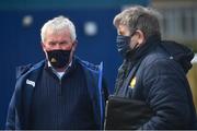 9 May 2021; Chairman of Clare GAA Jack Chaplin, left, and county board secretary Pat Fitzgerald during the Allianz Hurling League Division 1 Group B Round 1 match between Antrim and Clare at Corrigan Park in Belfast, Antrim. Photo by David Fitzgerald/Sportsfile