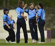 9 May 2021; Typhoons players, from left, Maria Kerrison, Orla Prendergast, Zara Craig and Jane Maguire during the third match of the Arachas Super 50 Cup between Scorchers and Typhoons at Rush Cricket Club in Rush, Dublin. Photo by Harry Murphy/Sportsfile