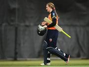 9 May 2021; Shauna Kavanagh of Scorchers walks after being caught out during the third match of the Arachas Super 50 Cup between Scorchers and Typhoons at Rush Cricket Club in Rush, Dublin. Photo by Harry Murphy/Sportsfile