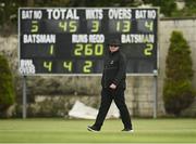 9 May 2021; Umpire Steve Wood during the third match of the Arachas Super 50 Cup between Scorchers and Typhoons at Rush Cricket Club in Rush, Dublin. Photo by Harry Murphy/Sportsfile