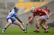 9 May 2021; Kieran Bennett of Waterford in action against Shane Barrett of Cork during the Allianz Hurling League Division 1 Group A Round 1 match between Cork and Waterford at Páirc Ui Chaoimh in Cork. Photo by Piaras Ó Mídheach/Sportsfile
