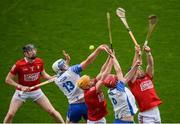 9 May 2021; Damien Cahalane, left, Billy Hennessy, centre, and Sean O’Donoghue of Cork in action against Stephen Bennett, left, and Calum Lyons of Waterford during the Allianz Hurling League Division 1 Group A Round 1 match between Cork and Waterford at Páirc Ui Chaoimh in Cork. Photo by Stephen McCarthy/Sportsfile