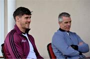 10 May 2021; Shane Walsh, left, and Galway manager Padraic Joyce during a Galway Football press conference at Loughgeorge in Galway. Photo by Sam Barnes/Sportsfile