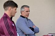 10 May 2021; Galway manager Padraic Joyce, right, and Shane Walsh during a Galway Football press conference at Loughgeorge in Galway. Photo by Sam Barnes/Sportsfile