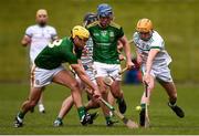 9 May 2021; James Kelly of Meath and Liam Langton of Offaly during the Allianz Hurling League Division 2A Round 1 match between Meath and Offaly at Páirc Táilteann in Navan, Meath. Photo by Ben McShane/Sportsfile