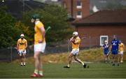 9 May 2021; Neil McManus of Antrim scores a free during the Allianz Hurling League Division 1 Group B Round 1 match between Antrim and Clare at Corrigan Park in Belfast, Antrim. Photo by David Fitzgerald/Sportsfile