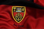 8 May 2021; A general view of the county crest on a jersey during a Down football squad portrait session at Ballymartin GAA in Down. Photo by Piaras Ó Mídheach/Sportsfile