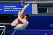 14 May 2021; Oliver Dingley of Ireland competing in the 3m springboard dive event during day 5 of the LEN European Aquatics Championships at the Duna Arena in Budapest, Hungary. Photo by Andre Weening/Sportsfile