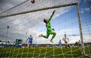 14 May 2021; Finn Harps goalkeeper Mark Anthony McGinley makes a save during the SSE Airtricity League Premier Division match between Finn Harps and Dundalk at Finn Park in Ballybofey, Donegal. Photo by Stephen McCarthy/Sportsfile