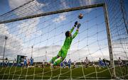 14 May 2021; Finn Harps goalkeeper Mark Anthony McGinley makes a save during the SSE Airtricity League Premier Division match between Finn Harps and Dundalk at Finn Park in Ballybofey, Donegal. Photo by Stephen McCarthy/Sportsfile