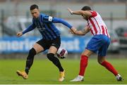 14 May 2021; Stephen Meaney of Athlone Town in action against Clyde O'Connell of Treaty United during the SSE Airtricity League First Division match between Treaty United and Athlone Town at Markets Field in Limerick. Photo by Michael P Ryan/Sportsfile