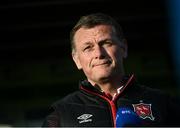14 May 2021; Dundalk sporting director Jim Magilton during a post-match interview with RTÉ following the SSE Airtricity League Premier Division match between Finn Harps and Dundalk at Finn Park in Ballybofey, Donegal. Photo by Stephen McCarthy/Sportsfile