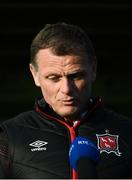 14 May 2021; Dundalk sporting director Jim Magilton during a post-match interview with RTÉ following the SSE Airtricity League Premier Division match between Finn Harps and Dundalk at Finn Park in Ballybofey, Donegal. Photo by Stephen McCarthy/Sportsfile