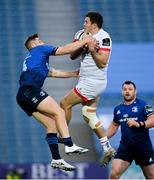 14 May 2021; Jacob Stockdale of Ulster and Jordan Larmour of Leinster during the Guinness PRO14 Rainbow Cup match between Leinster and Ulster at the RDS Arena in Dublin. Photo by Ramsey Cardy/Sportsfile