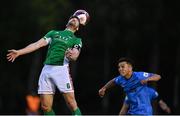 14 May 2021; Gearoid Morrissey of Cork City beats Sean Brennan of UCD to the header during the SSE Airtricity League First Division match between UCD and Cork City at UCD Bowl in Belfield, Dublin. Photo by Piaras Ó Mídheach/Sportsfile