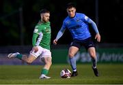 14 May 2021; Dylan McGlade of Cork City in action against Evan Weir of UCD during the SSE Airtricity League First Division match between UCD and Cork City at UCD Bowl in Belfield, Dublin. Photo by Piaras Ó Mídheach/Sportsfile