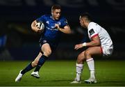 14 May 2021; Jordan Larmour of Leinster in action against James Hume of Ulster during the Guinness PRO14 Rainbow Cup match between Leinster and Ulster at the RDS Arena in Dublin. Photo by David Fitzgerald/Sportsfile