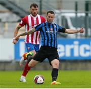 14 May 2021; Kurtis Byrne of Athlone Town in action against Clyde O'Connell of Treaty United during the SSE Airtricity League First Division match between Treaty United and Athlone Town at Markets Field in Limerick. Photo by Michael P Ryan/Sportsfile