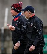 15 May 2021; Louth manager Mickey Harte, right, and selector Gavin Devlin arrive prior to the Allianz Football League Division 4 North Round 1 match between Louth and Antrim at Geraldines Club in Haggardstown, Louth. Photo by Ramsey Cardy/Sportsfile
