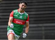 15 May 2021; Tommy Conroy of Mayo celebrates scoring his side's first goal during the Allianz Football League Division 2 North Round 1 match between Mayo and Down at Elverys MacHale Park in Castlebar, Mayo. Photo by Piaras Ó Mídheach/Sportsfile