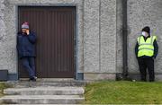 15 May 2021; Louth GAA Secretary Bob Doheny makes a phone call prior to the Allianz Football League Division 4 North Round 1 match between Louth and Antrim at Geraldines Club in Haggardstown, Louth. Photo by Ramsey Cardy/Sportsfile