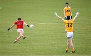 15 May 2021; Sam Mulroy of Louth kicks a free during the Allianz Football League Division 4 North Round 1 match between Louth and Antrim at Geraldines Club in Haggardstown, Louth. Photo by Ramsey Cardy/Sportsfile