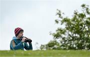 15 May 2021; Shane Stack, from Tarbert in Kerry, looks on with a pair of binoculars during the Allianz Football League Division 1 South Round 1 match between Kerry and Galway at Austin Stack Park in Tralee, Kerry. Photo by Brendan Moran/Sportsfile