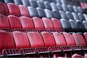 15 May 2021; A detailed view of the seats in Bishopsgate before the SSE Airtricity League Premier Division match between Longford Town and Bohemians at Bishopsgate in Longford. Photo by Ben McShane/Sportsfile