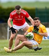 15 May 2021; Conor Murray of Antrim in action against Dermot Campbell of Louth during the Allianz Football League Division 4 North Round 1 match between Louth and Antrim at Geraldines Club in Haggardstown, Louth. Photo by Ramsey Cardy/Sportsfile