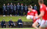 15 May 2021; Non-playing members of the Antrim squad watch on during the Allianz Football League Division 4 North Round 1 match between Louth and Antrim at Geraldines Club in Haggardstown, Louth. Photo by Ramsey Cardy/Sportsfile