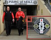 15 May 2021; Tyrone joint-managers Feargal Logan, left, and Brian Dooher before the Allianz Football League Division 1 North Round 1 match between Tyrone and Donegal at Healy Park in Omagh, Tyrone. Photo by Stephen McCarthy/Sportsfile